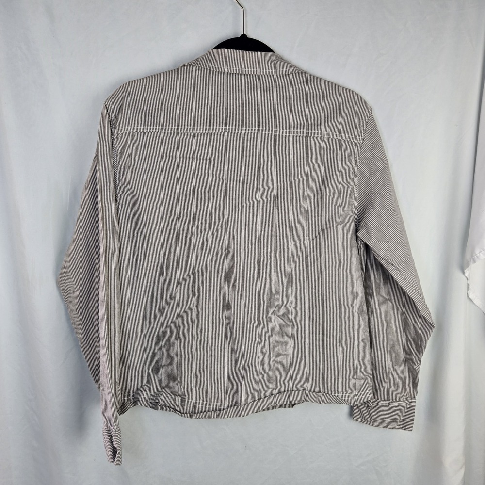 Lulu B Jacket Railroad Stripe Lightweight Cotton Stretch Womens Large Gray - Picture 4 of 8